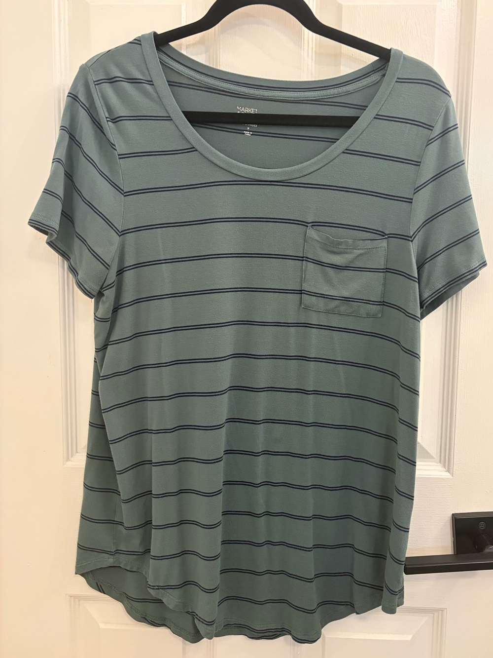 Market & Spruce Teal/Navy Striped Short-Sleeve Pocket Tee